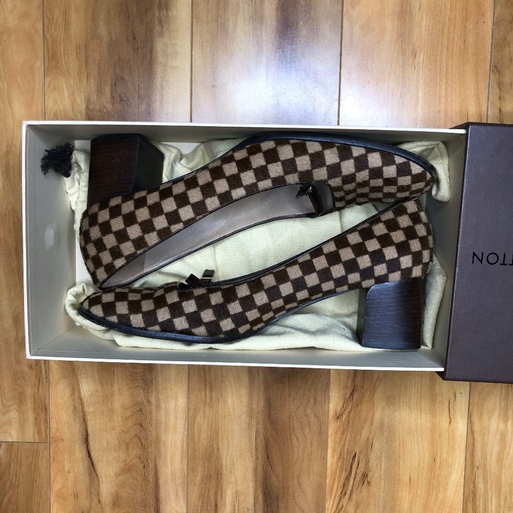 Louis Vuitton Brown/Beige Damier Pony Hair Pumps